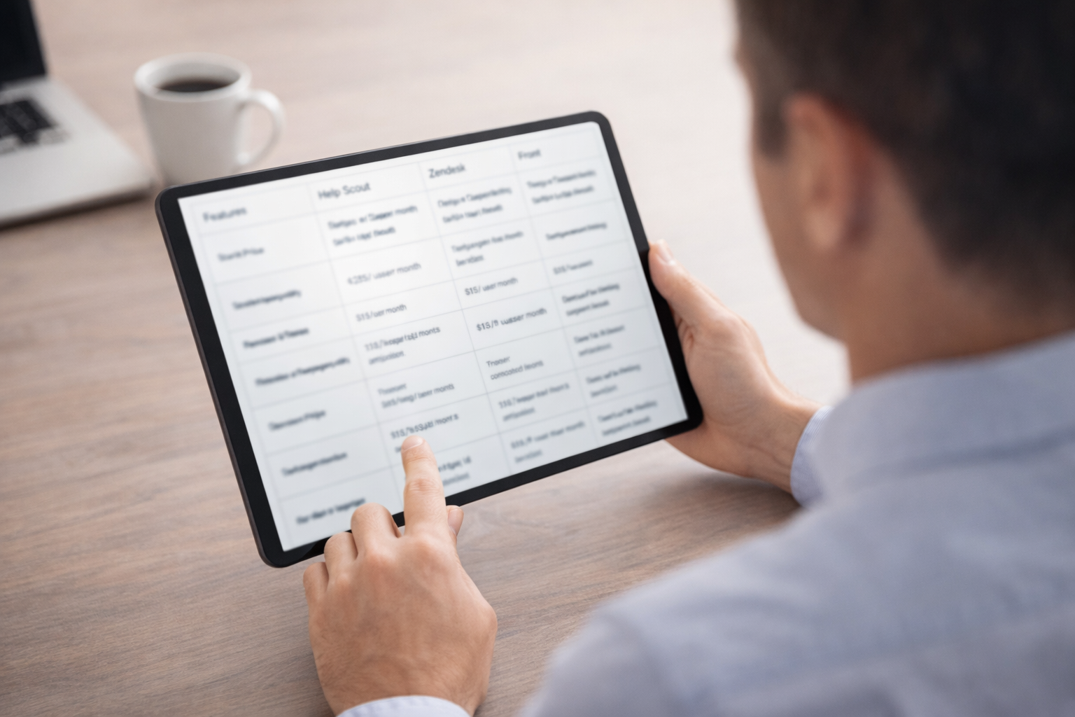 Help Desk Software Comparison Table for Small Business Email Support Side-by-side comparison table showing Help Scout, Zendesk, and Front help desk software features and pricing