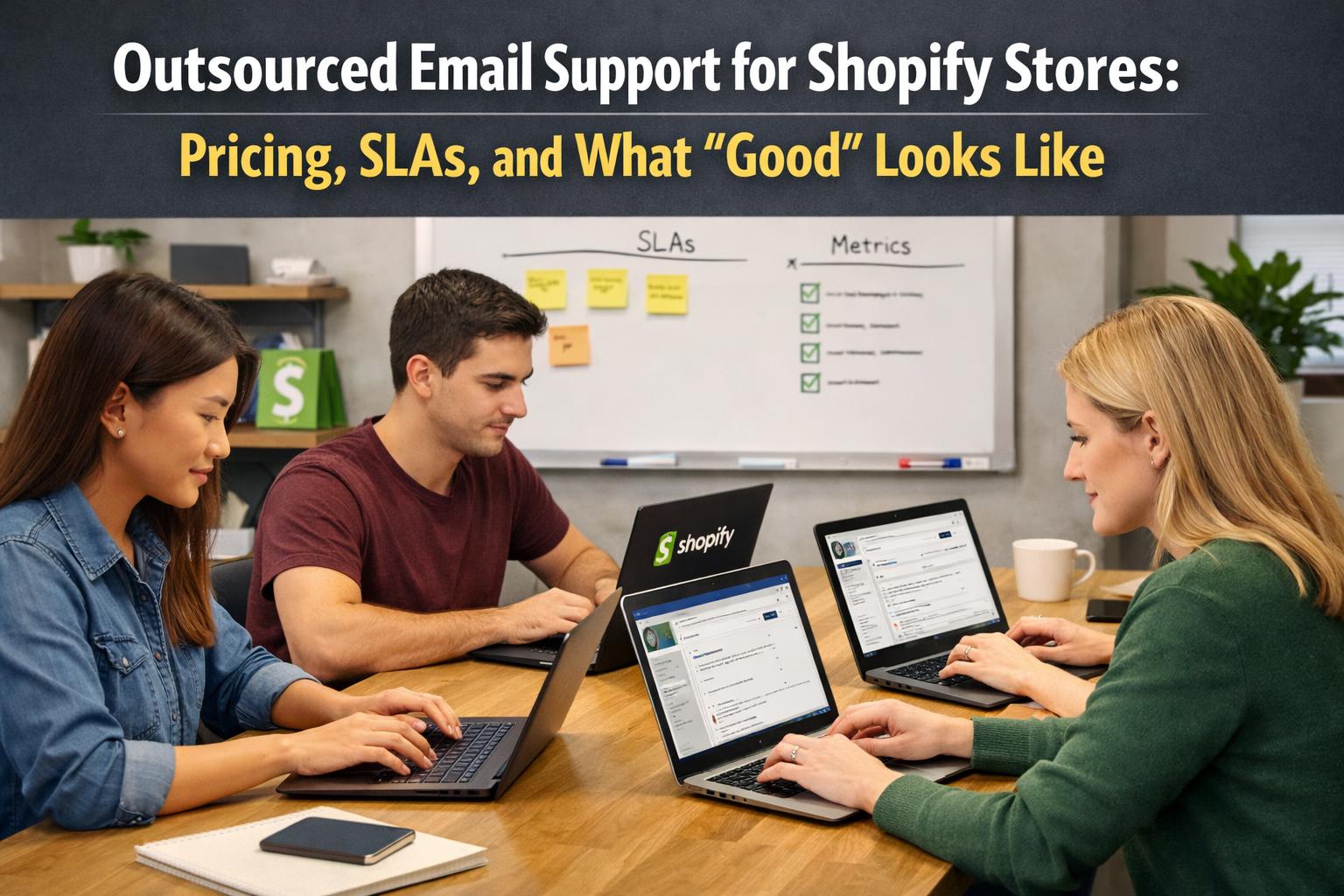 Outsourced email support for Shopify customer service team inquiries on laptops