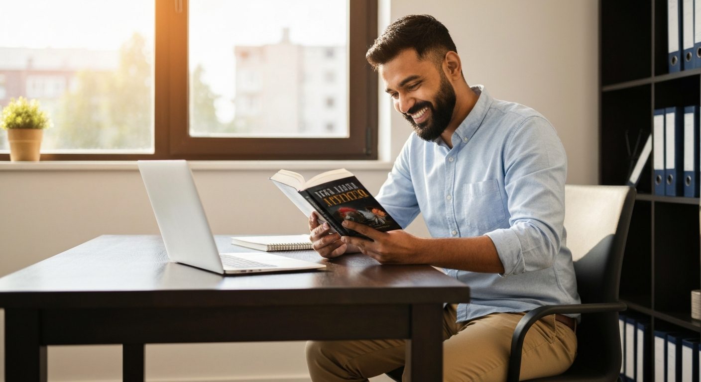 Entrepreneur enjoying personal time while a customer support team handles tasks, illustrating regained work-life balance for entrepreneurs through outsourcing.