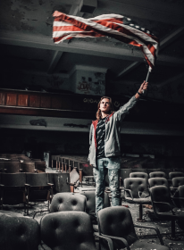 Man waving a flag