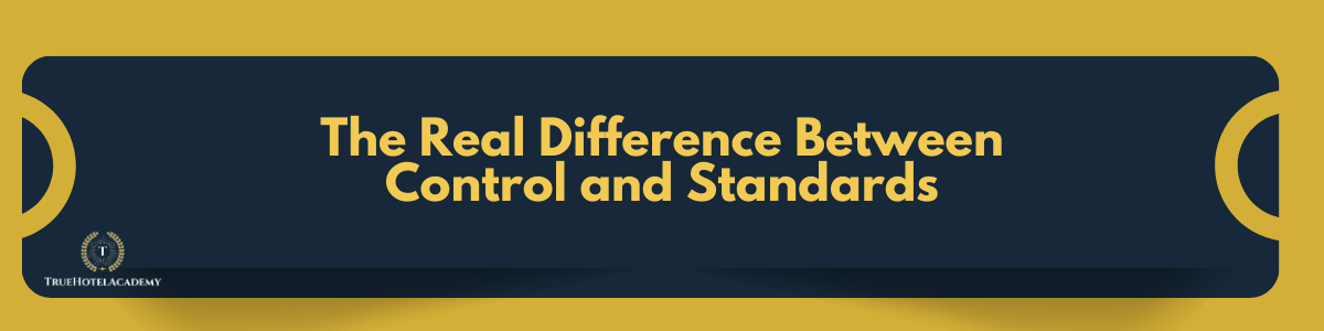 This is a divider image that says the real difference between control and standards.