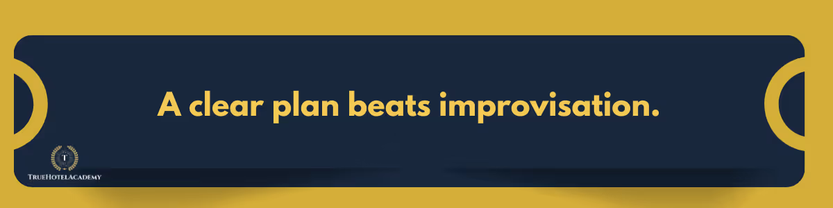 A banner that says 'A Clearing Plan Beats Improvisation'