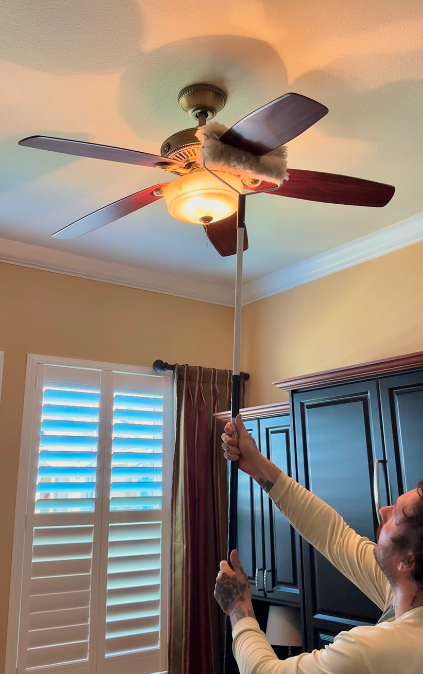 Interior fan blade cleaning