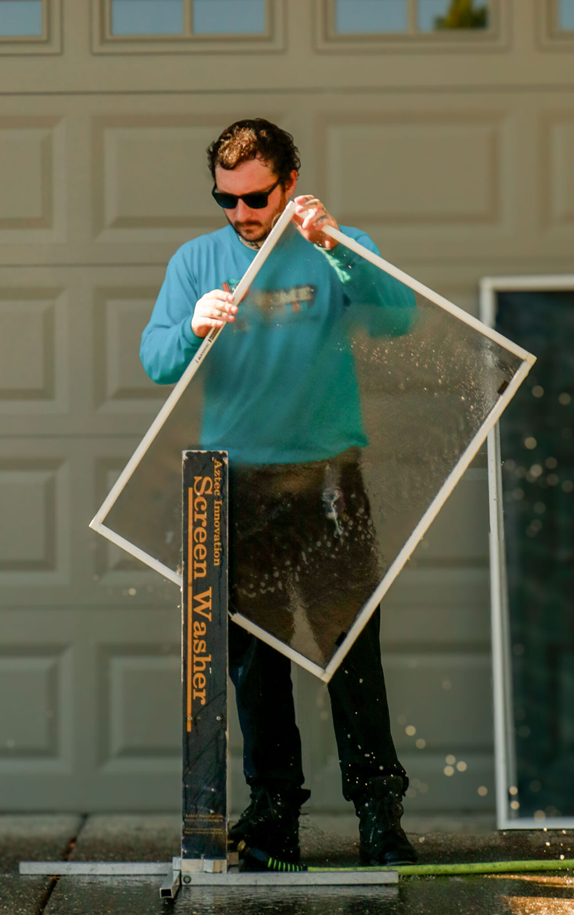 Window screen cleaning