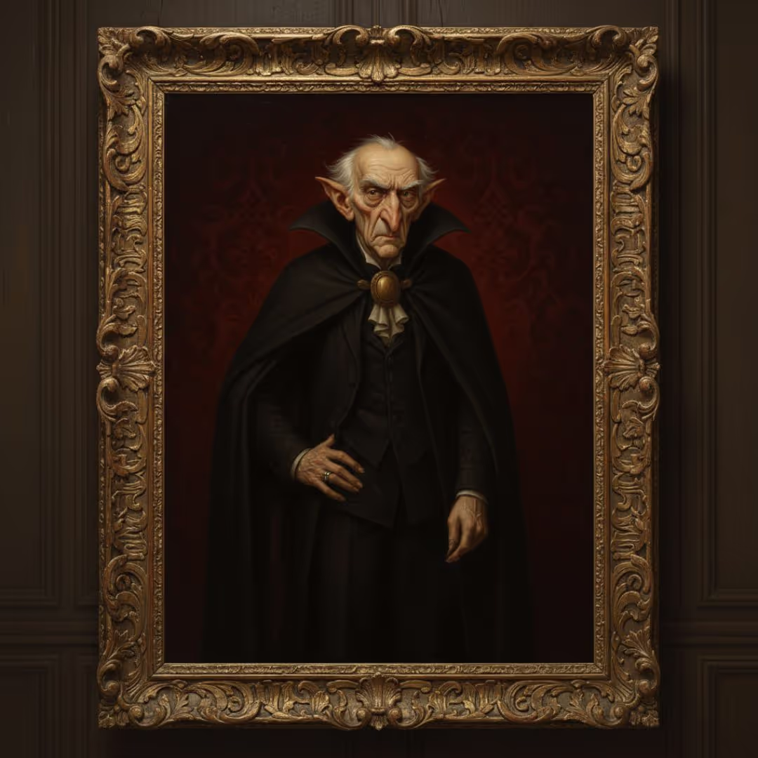 A portrait of Count Vlad Dracula in his late....late years.