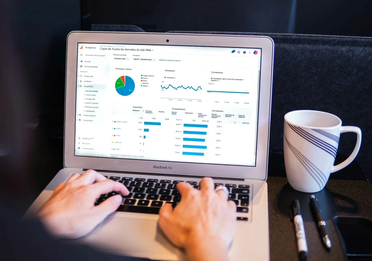 Laptop display showing analytics