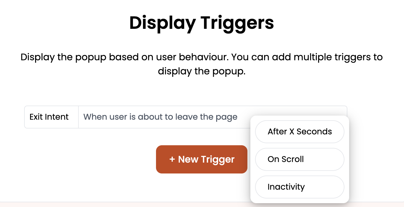 Set Your Display Triggers for Coupon Popup