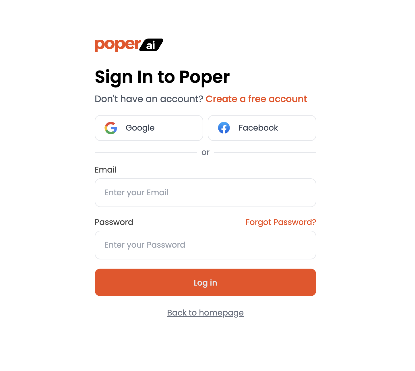 Log in to Your Poper Account