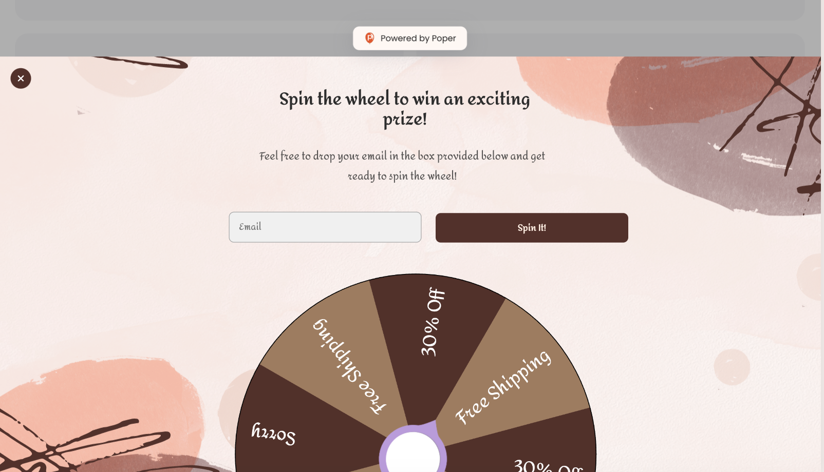 Spin the Wheel Popup