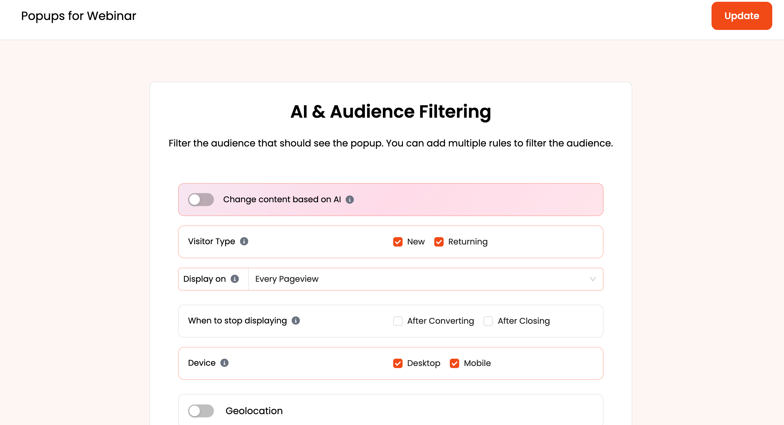 Set Up Targeting Options