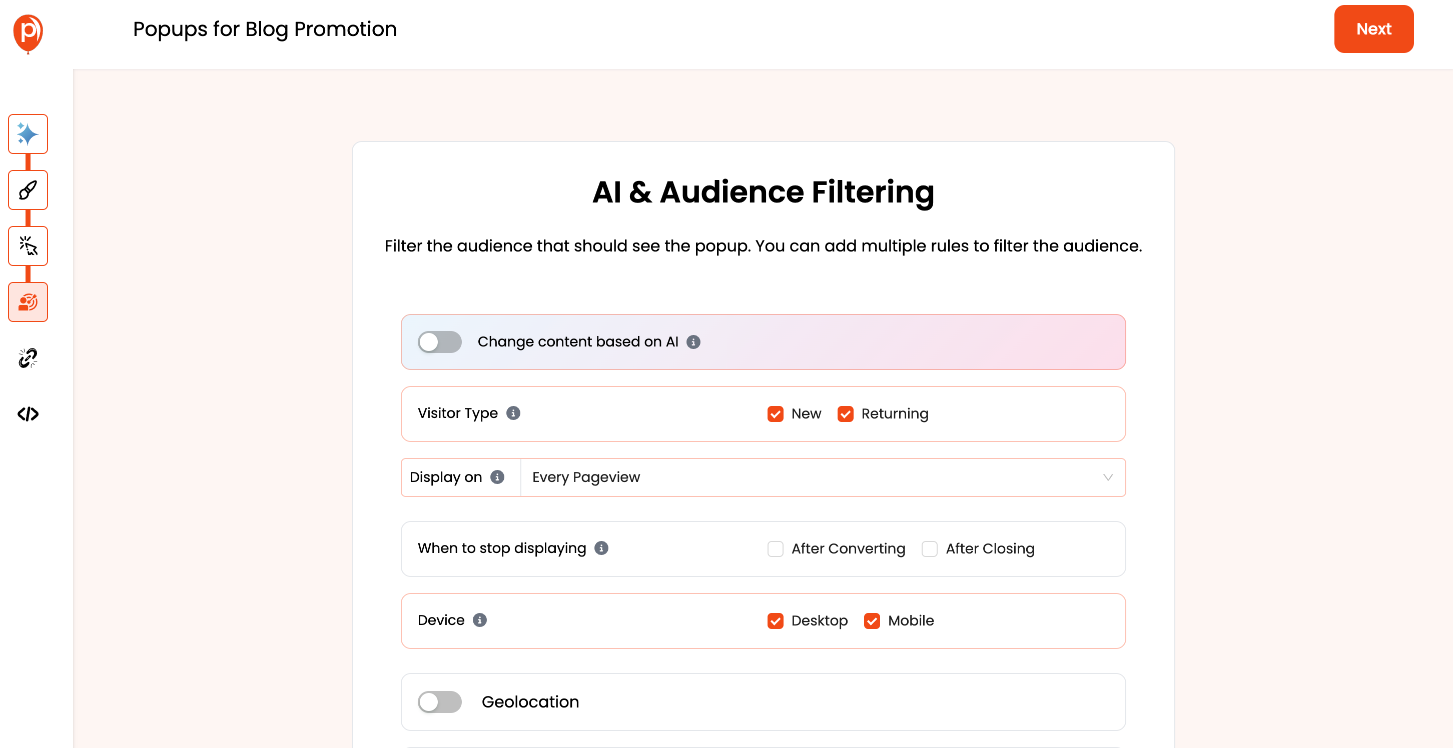 Apply AI and Audience Filtering