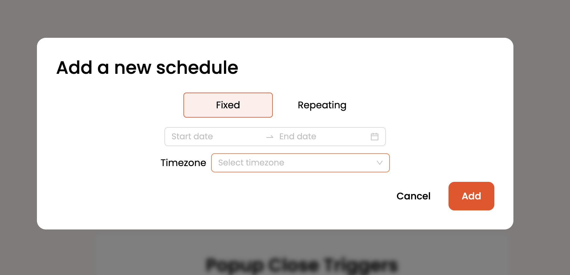 Scheduling Popups