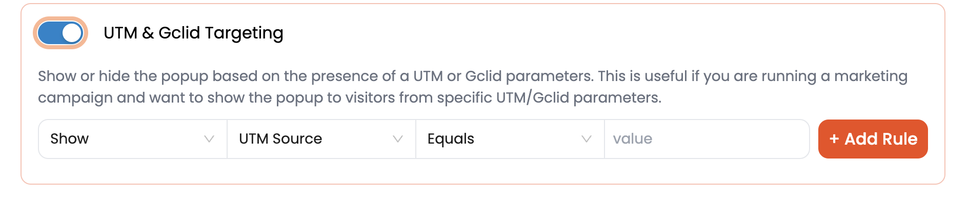 UTM & Gclid Targeting