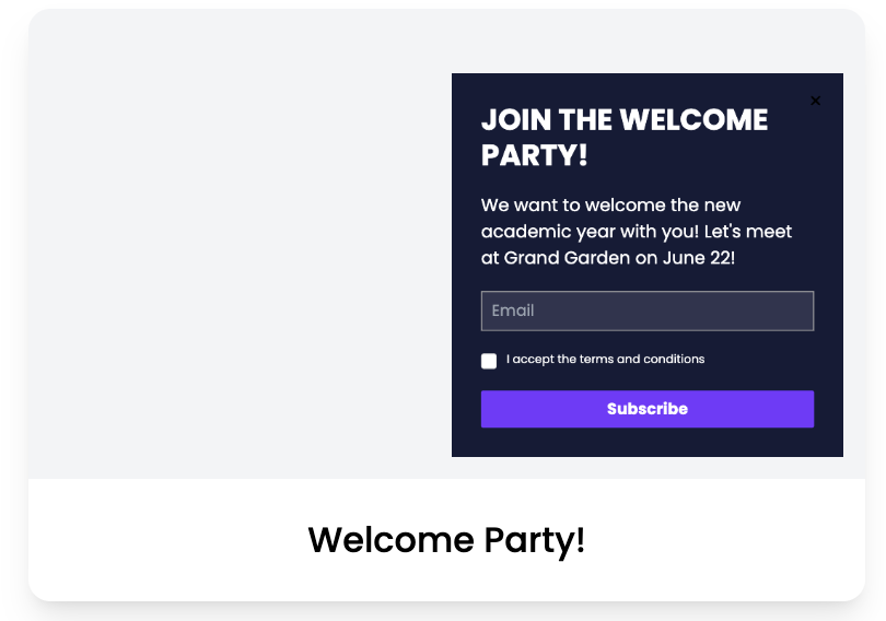 Welcome Popup