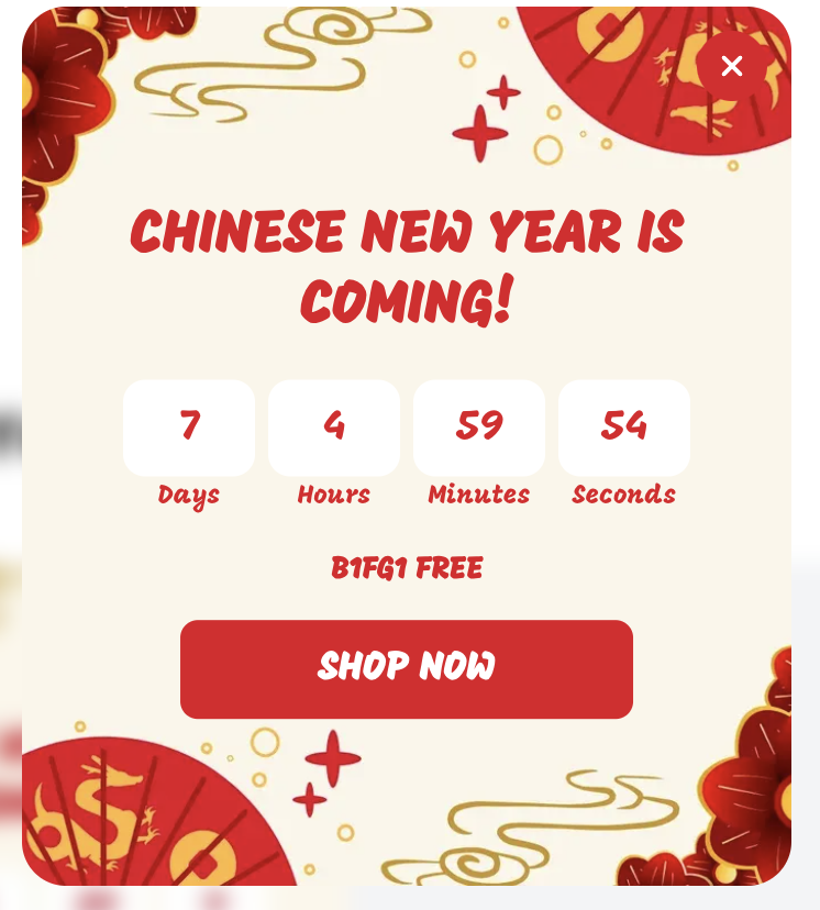 Chinese New Year Food Discount Popup