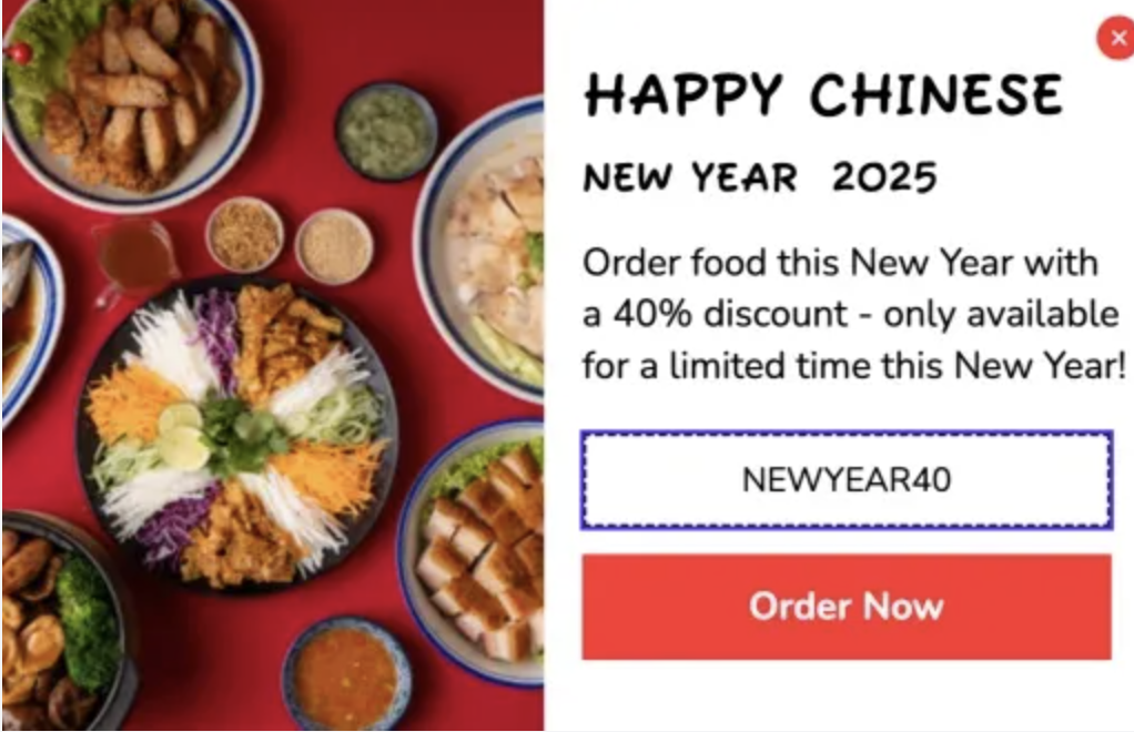 Chinese New Year Food Discount Popup