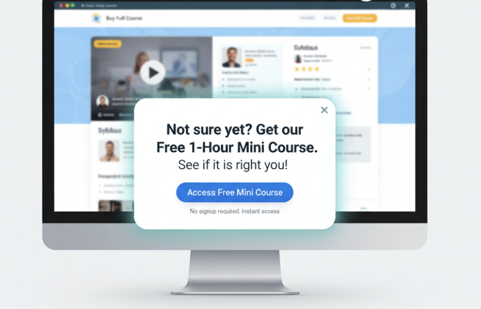 Online Course Example: Upsell Recovery via Free Mini-Module