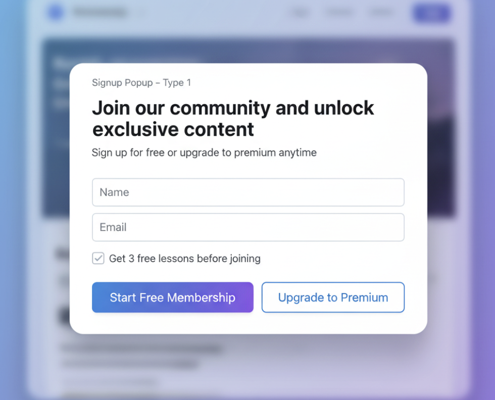 Signup Popups Signup Popups
