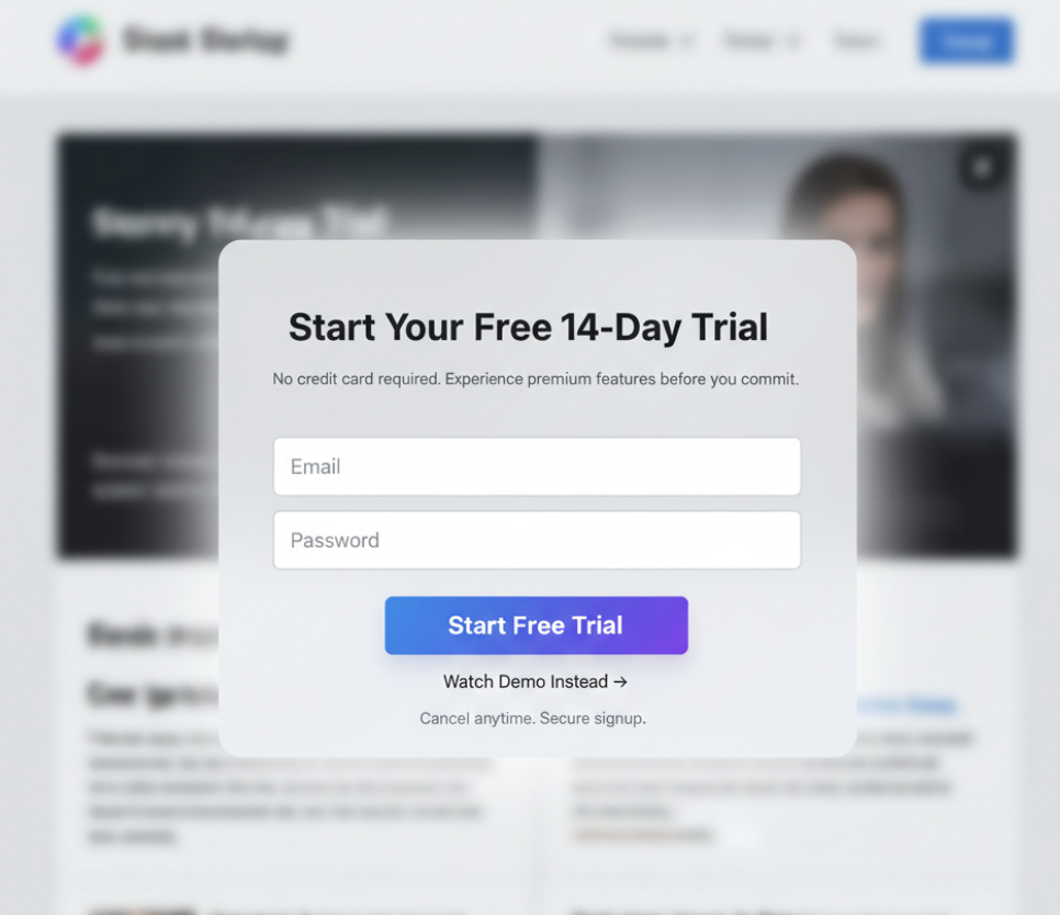 Free Trial or Demo Popups Free Trial or Demo Popups