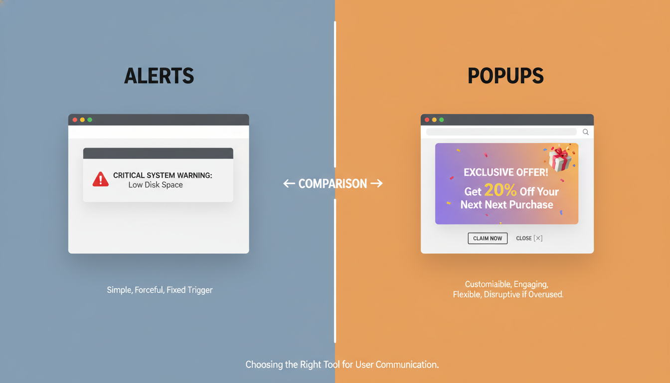 Table Comparison of Alerts vs. Popups