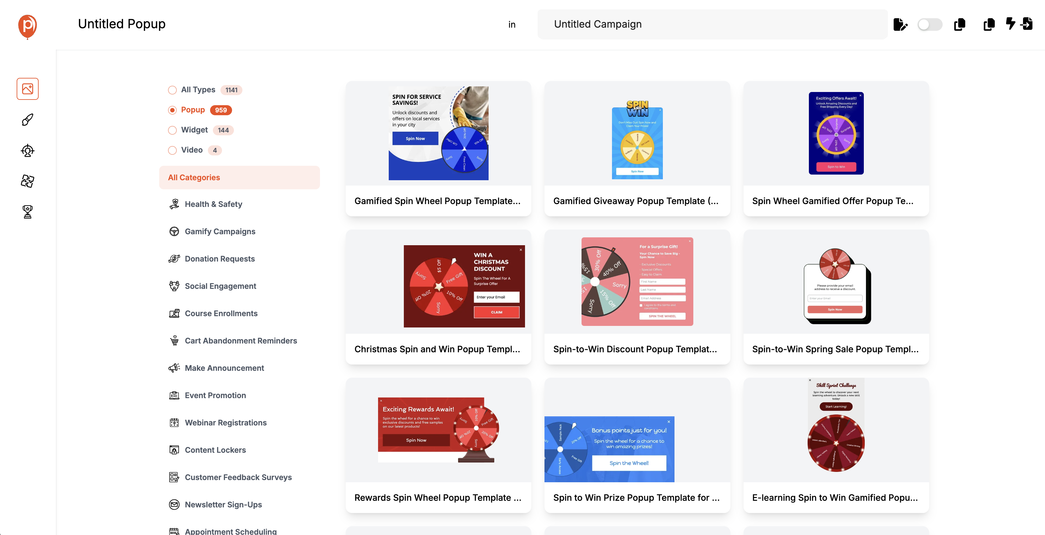Choose the Template for Your Gamified Popup
