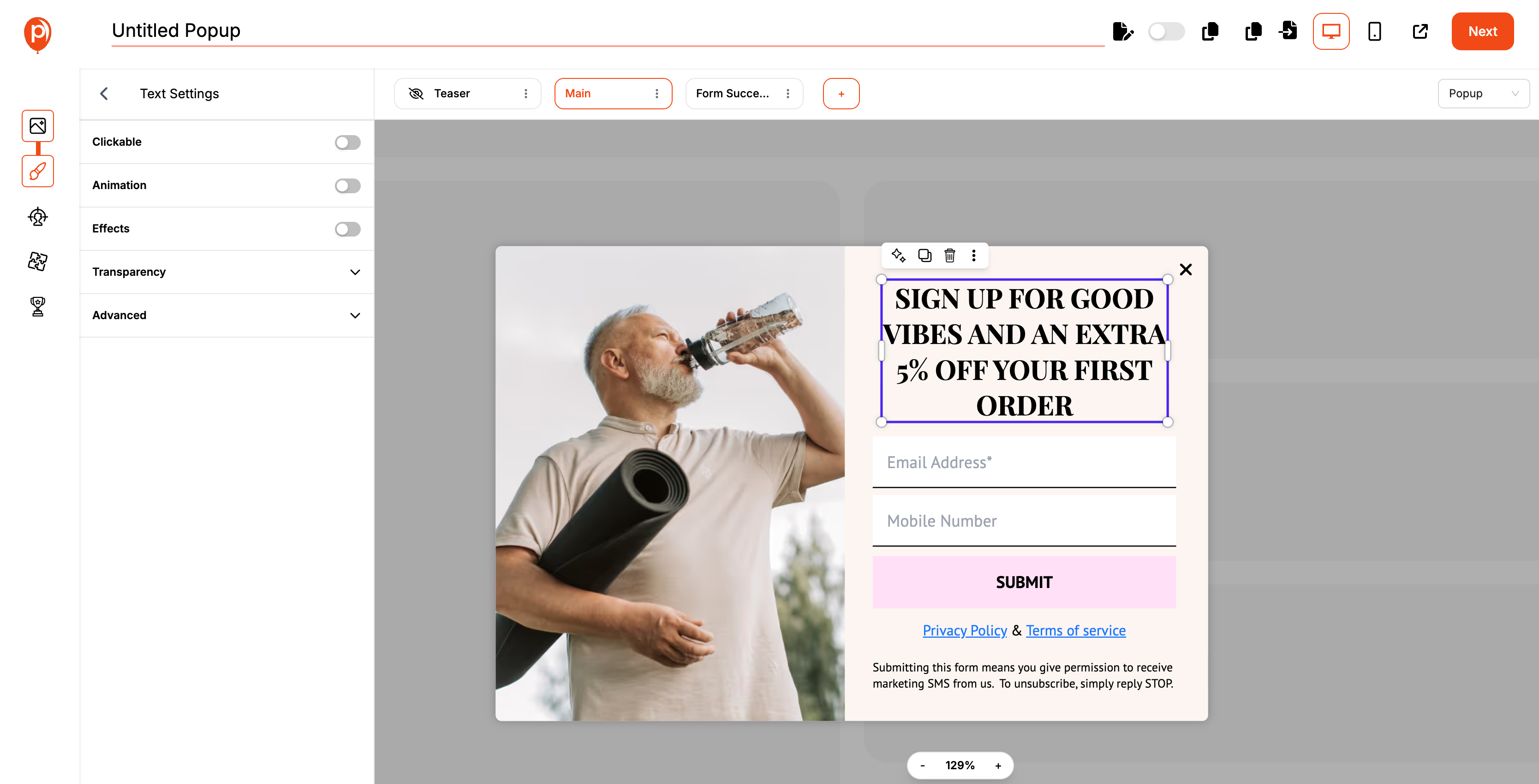 Configuring Popup Details