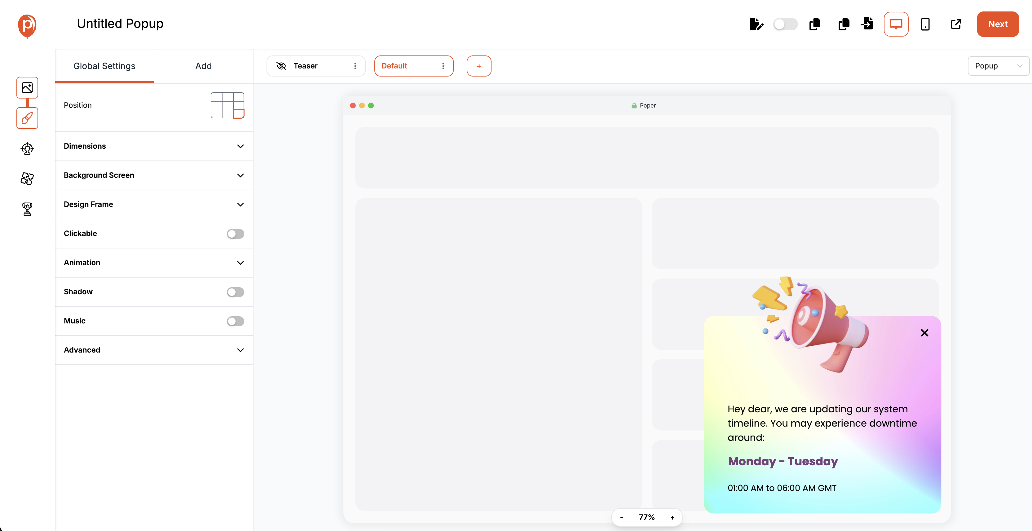 Customizing Your Popup: