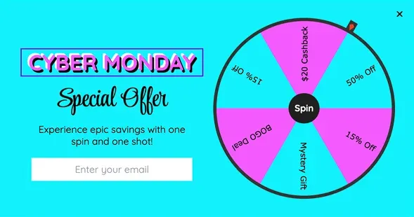 Spin the Wheel for Cyber Monday Discounts