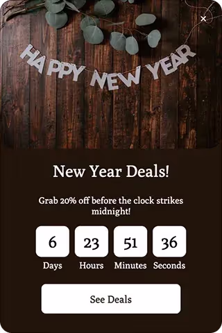 Limited-Time New Year’s Sale Popup with Countdown