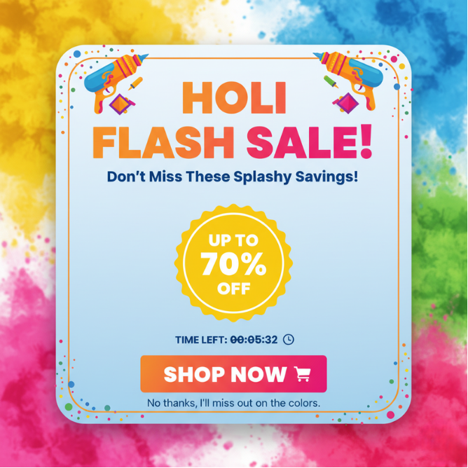 Holi Flash Sale Exit-Intent Popup