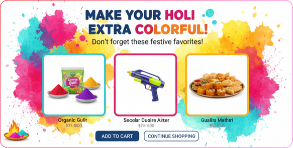 Suggest Add-Ons Related to Holi Purchases