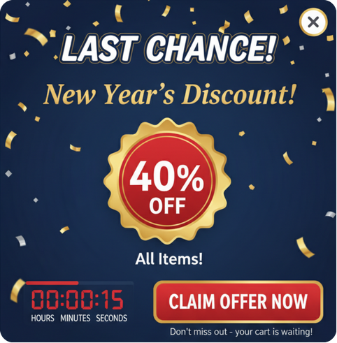 Exit-Intent Popup with a Last-Minute New Year’s Discount