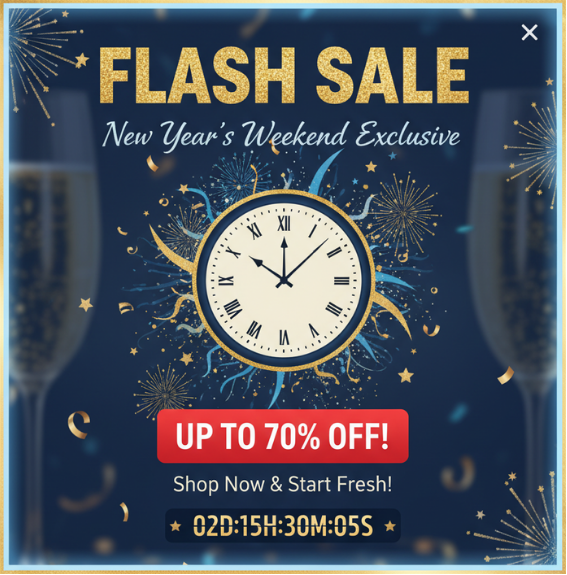 Flash Sale Popup for the New Year’s Weekend