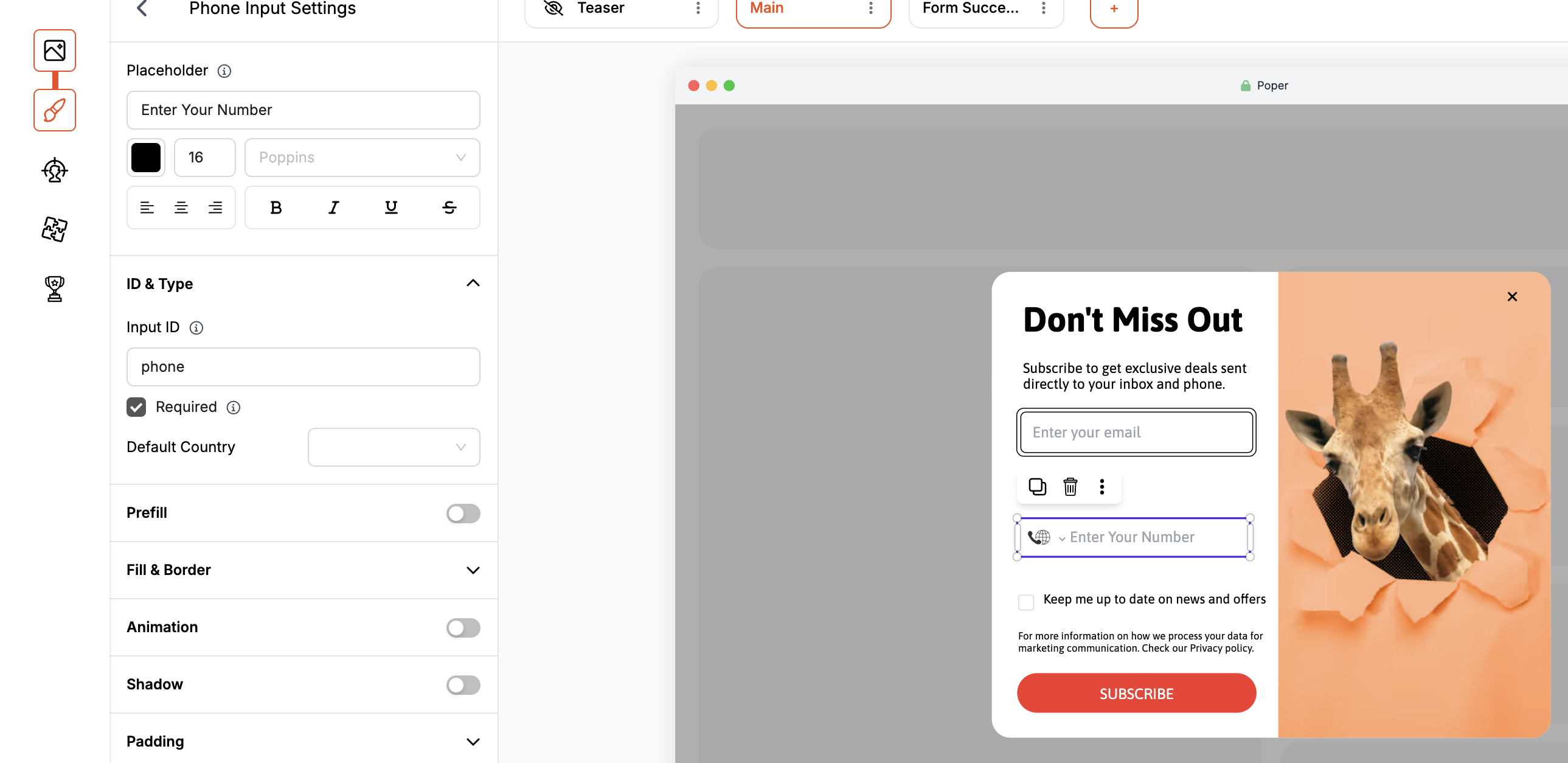 Number element added and ready