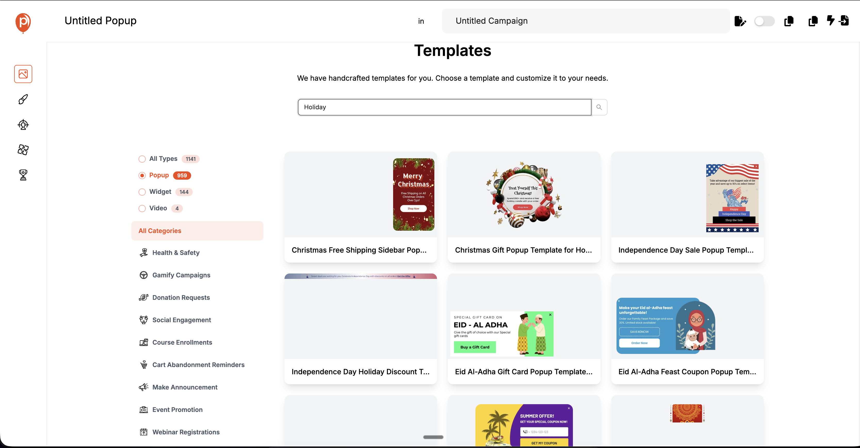 Designing Your Holiday Sale Popup Select a Template