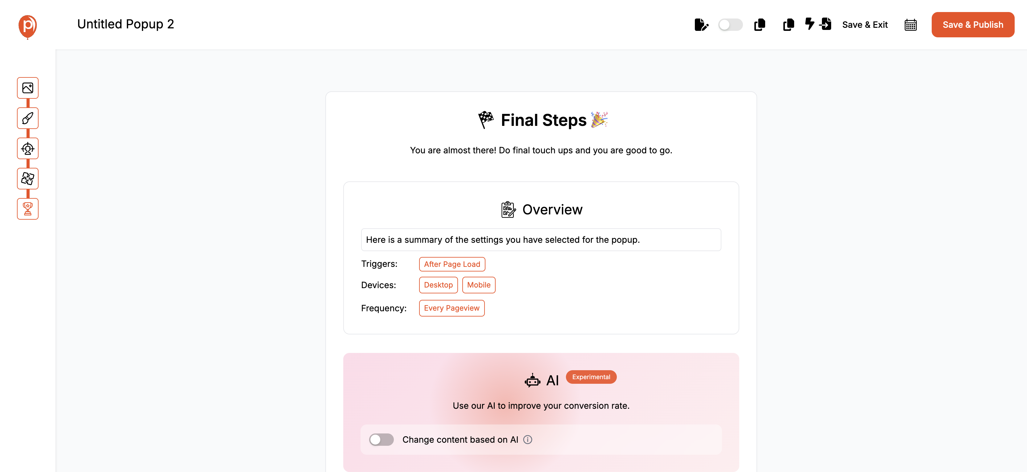 Implementing and Publishing the Popup Implementing and Publishing the Popup