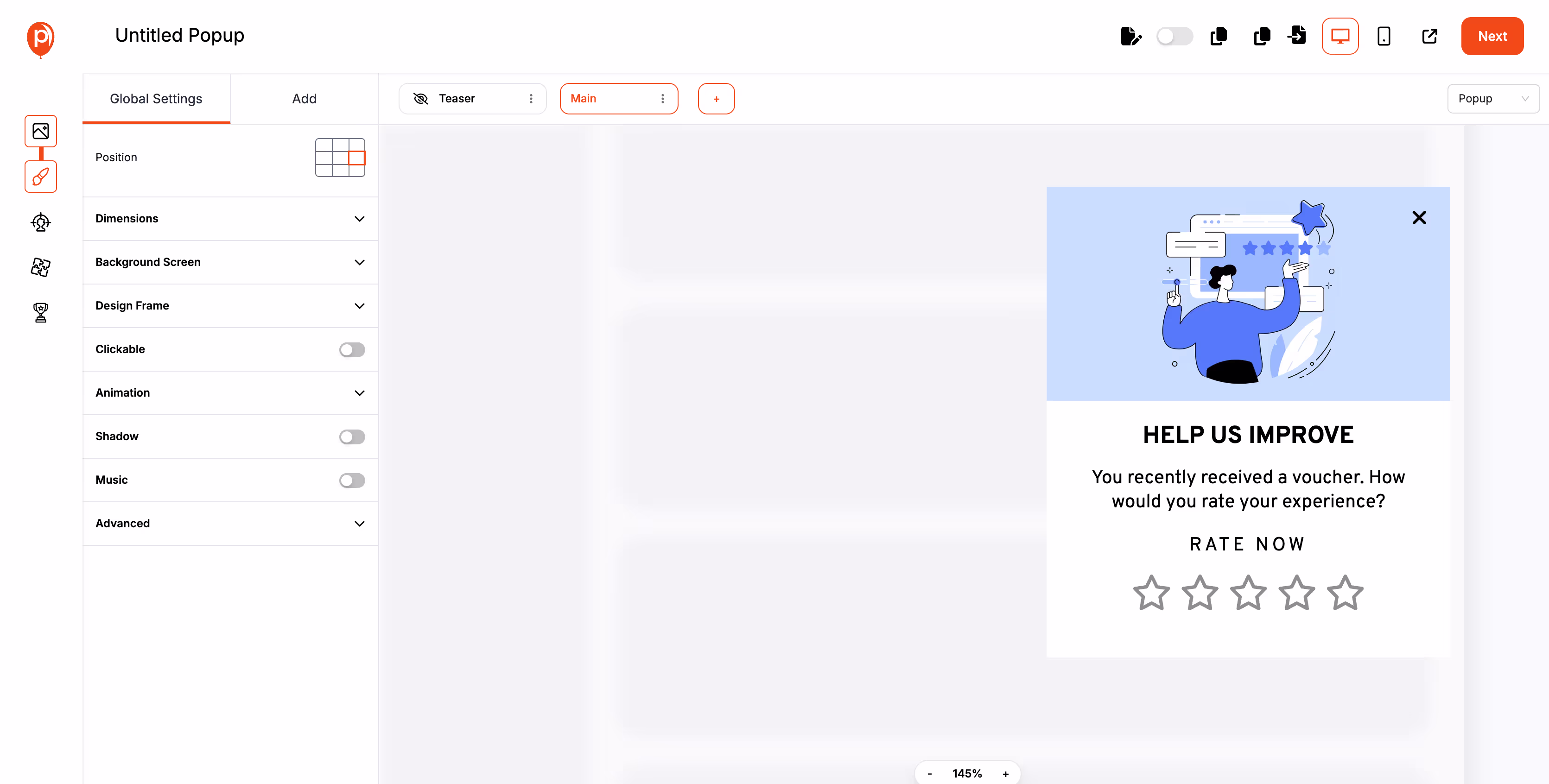 Customize Questions & Rating Type