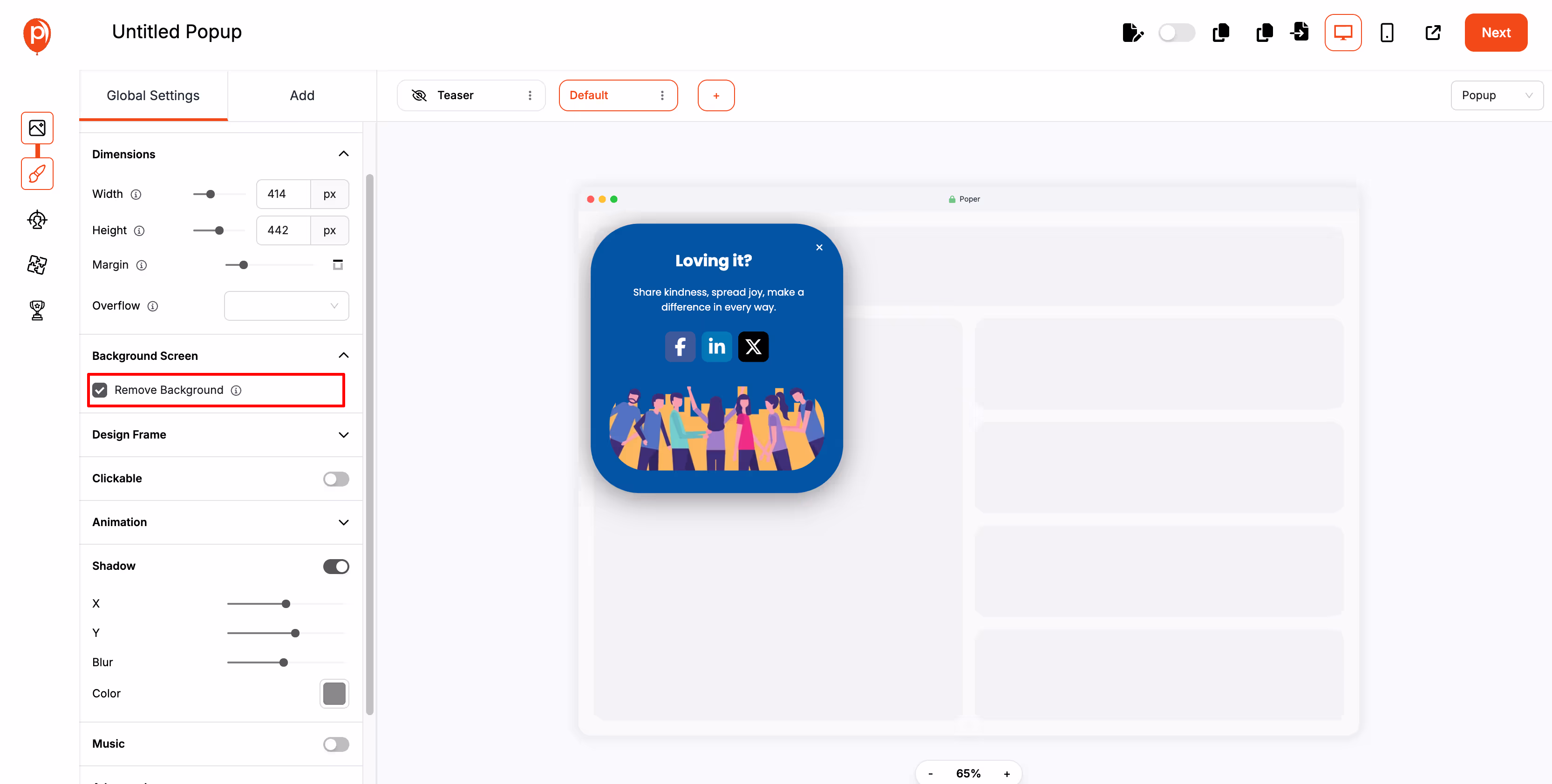 Configure Background Overlay