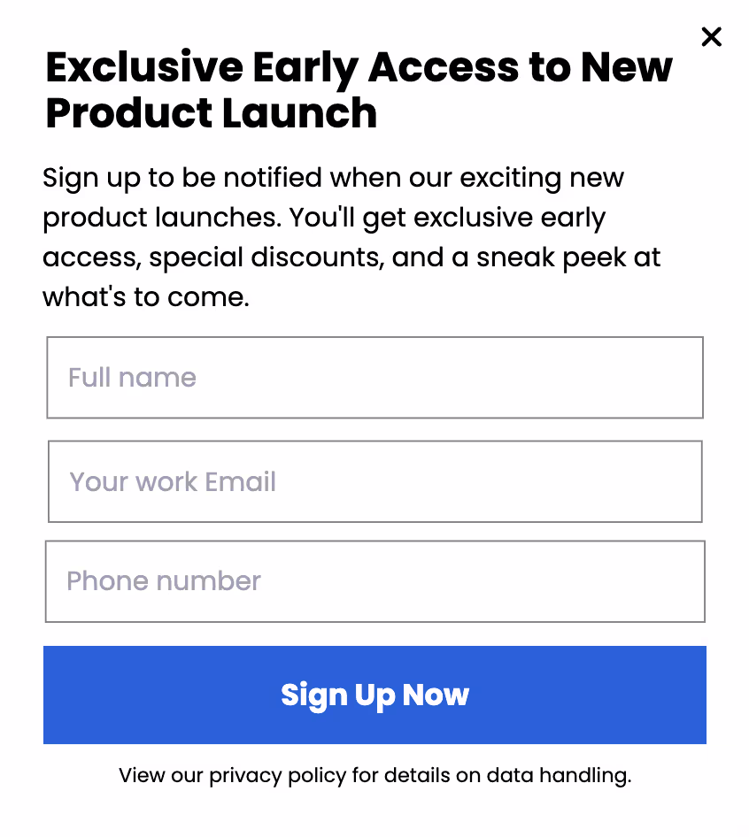 Exclusive Access Popups