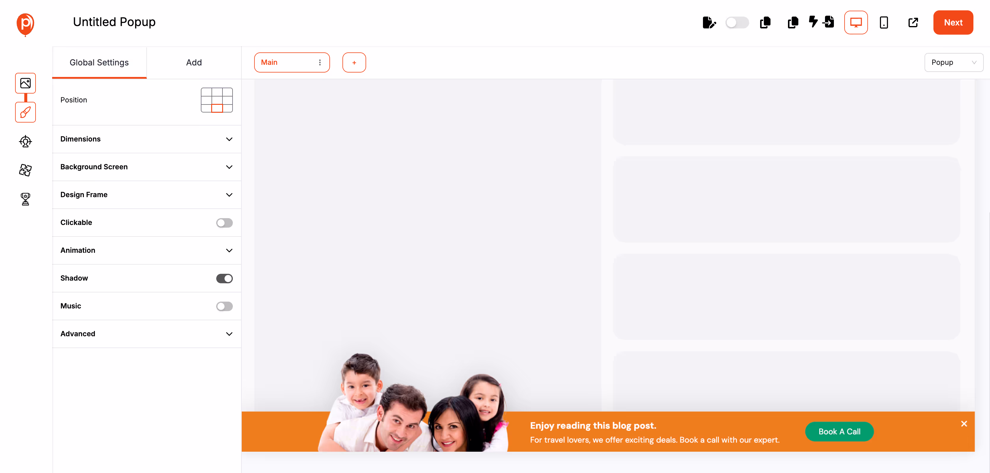 Design Your Floating Bar Popup