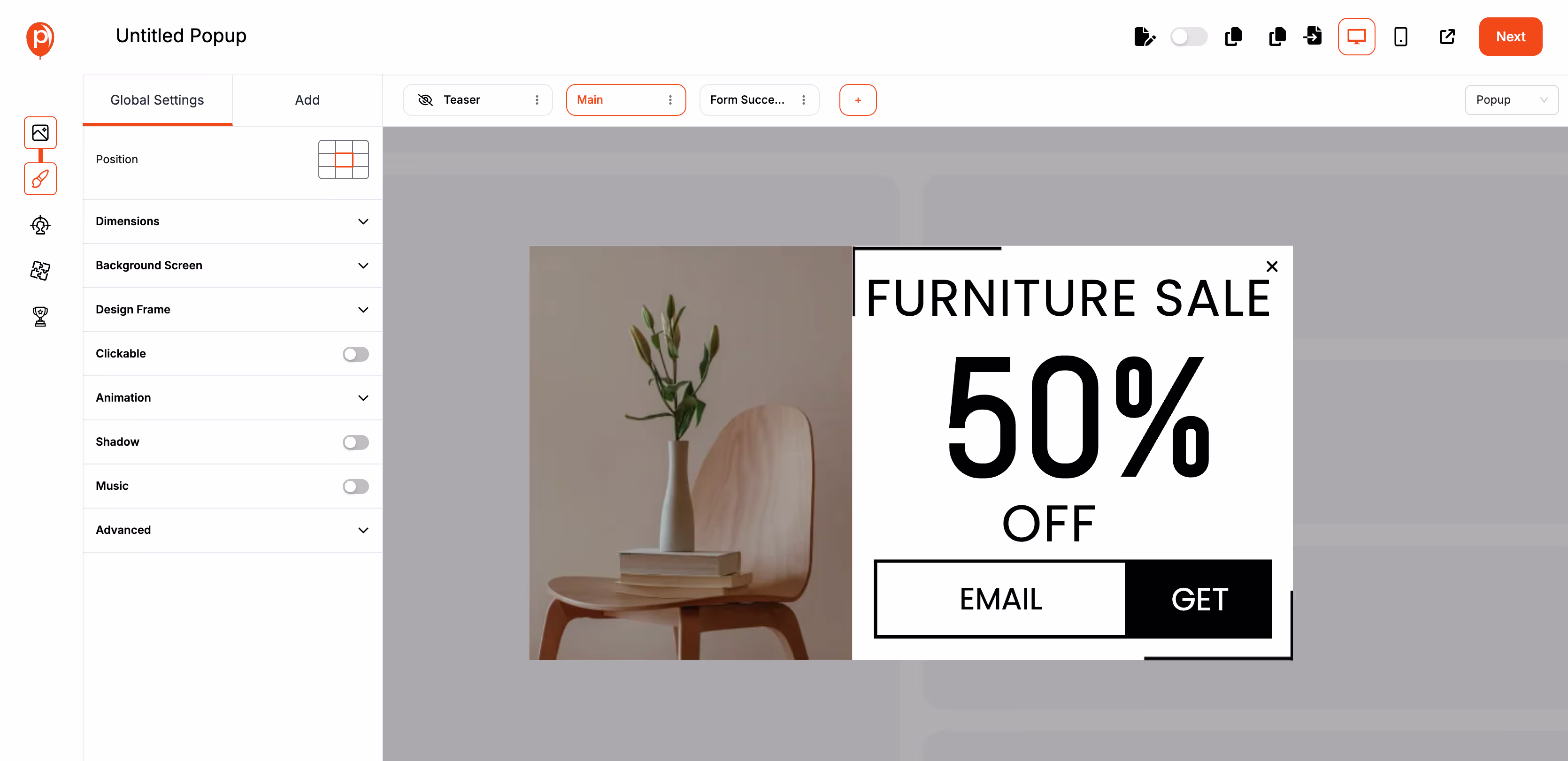 Customizing the Popup
