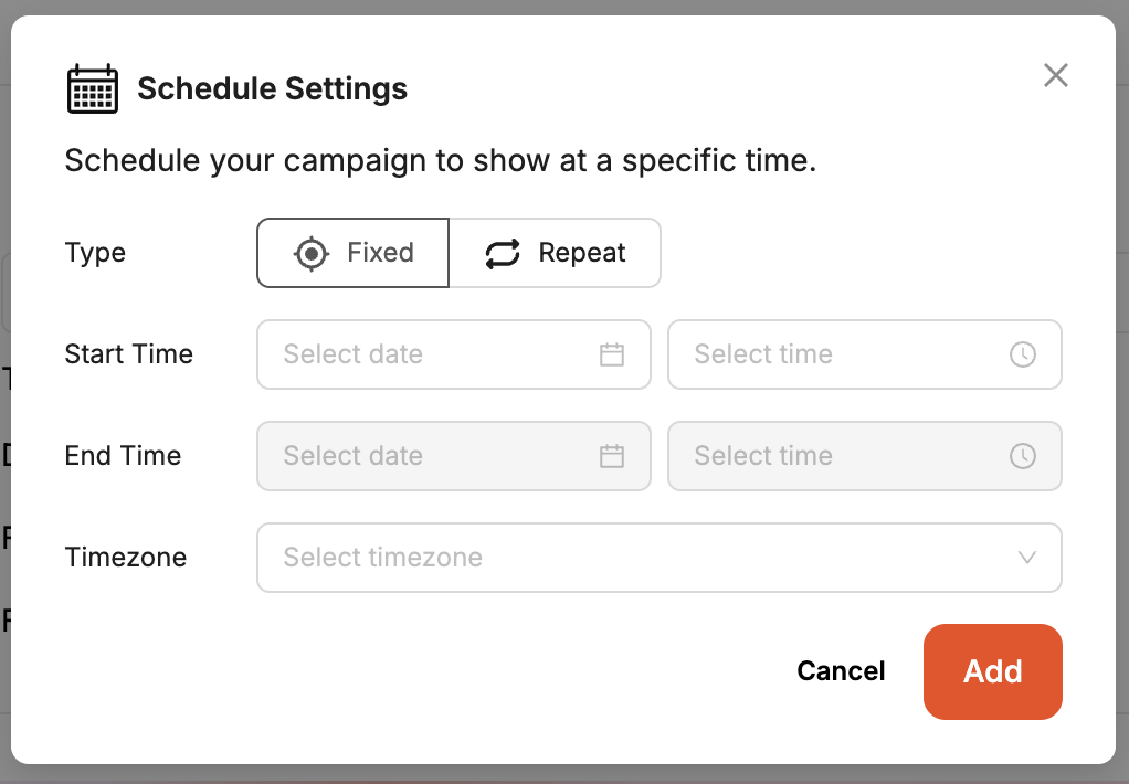 Scheduling Popups