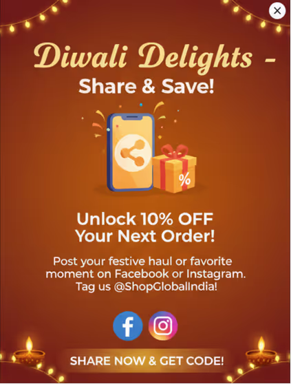 Share on Social for Extra Discount Popup