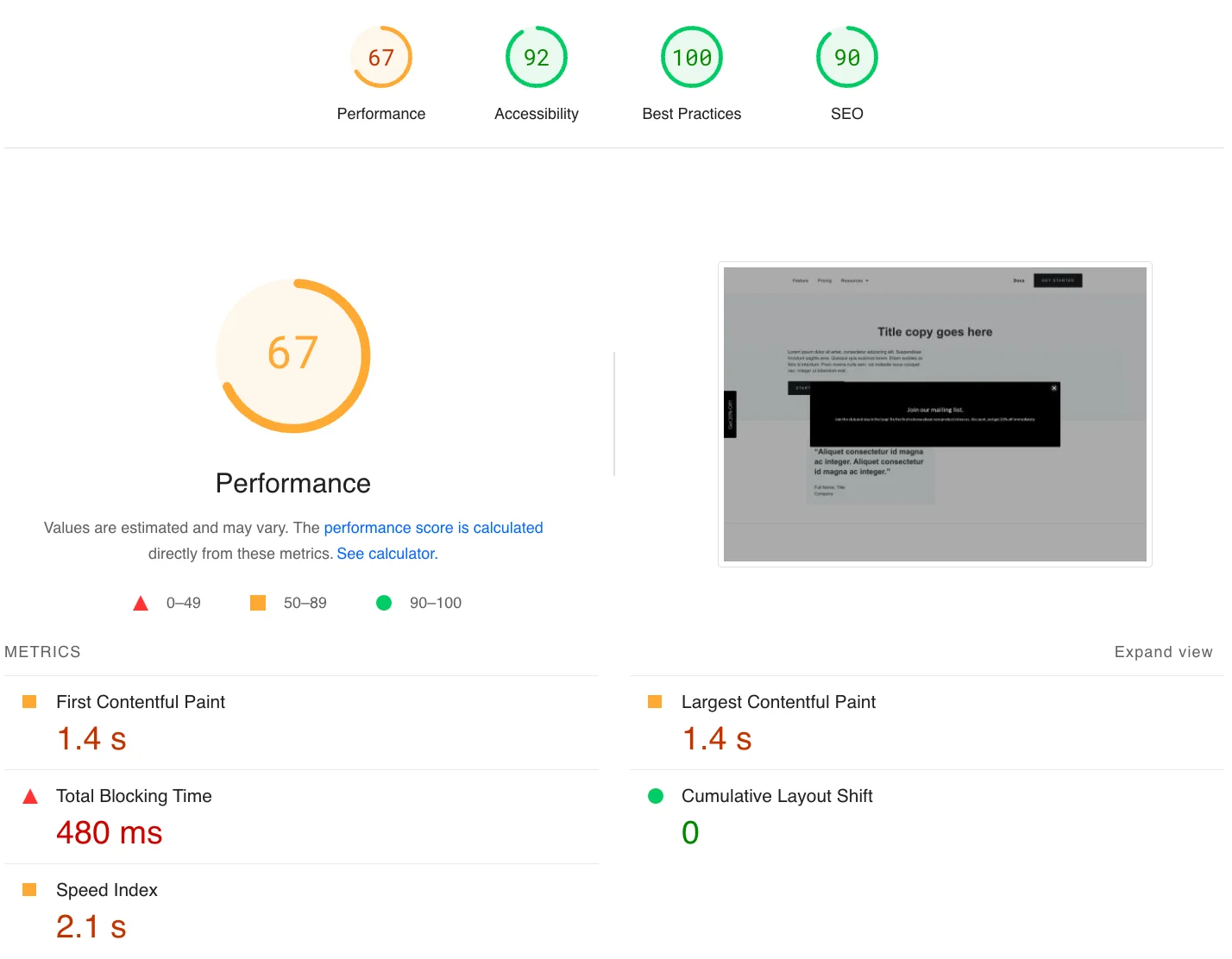 Mobile Pagespeed for Privy Popup