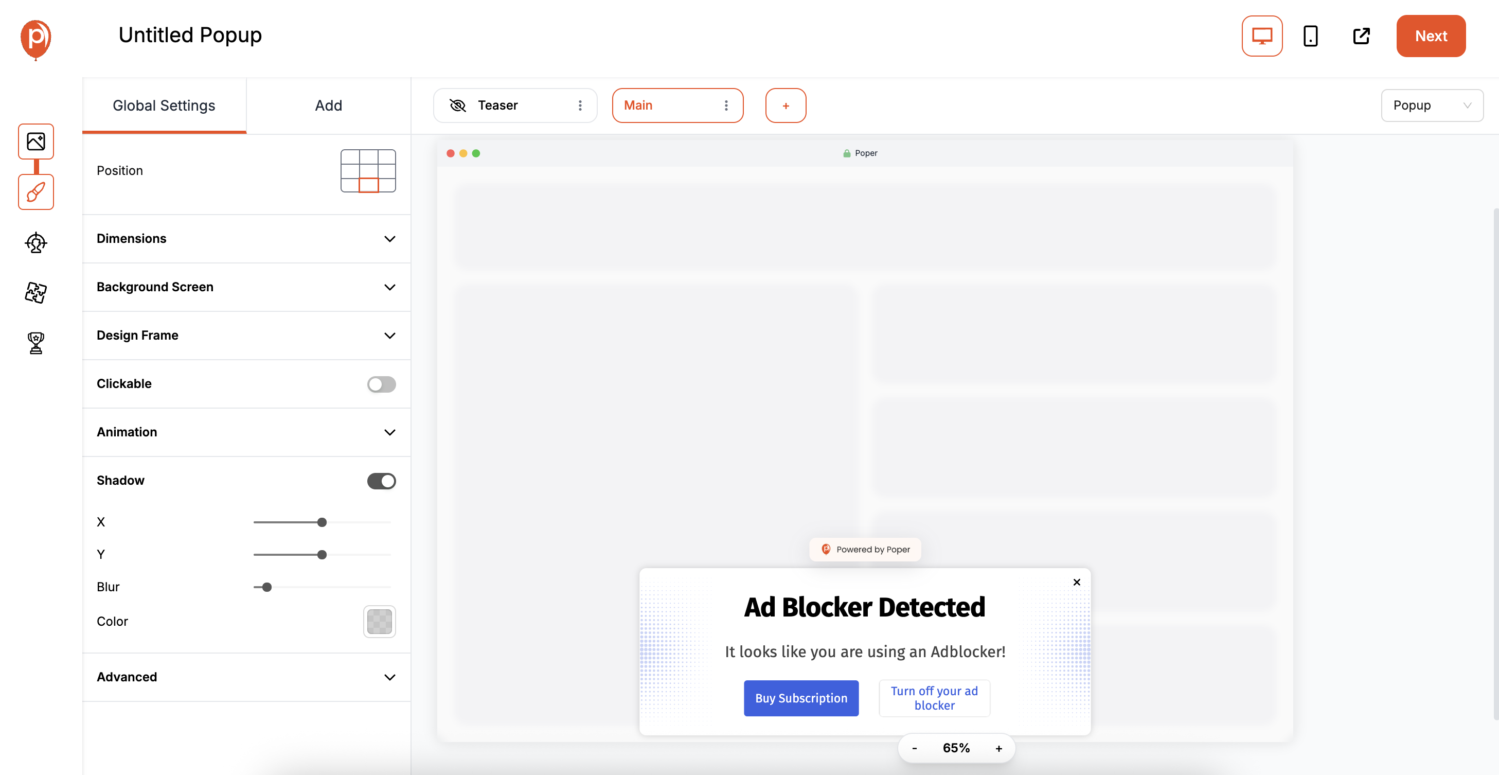 Selecting and Customizing Popup Templates