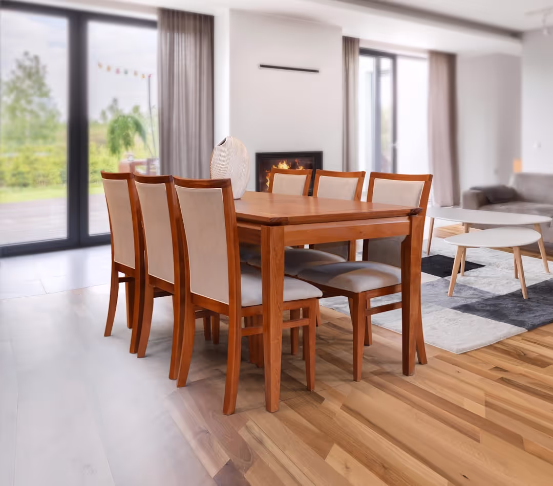 Dining room with engineered hardwood flooring