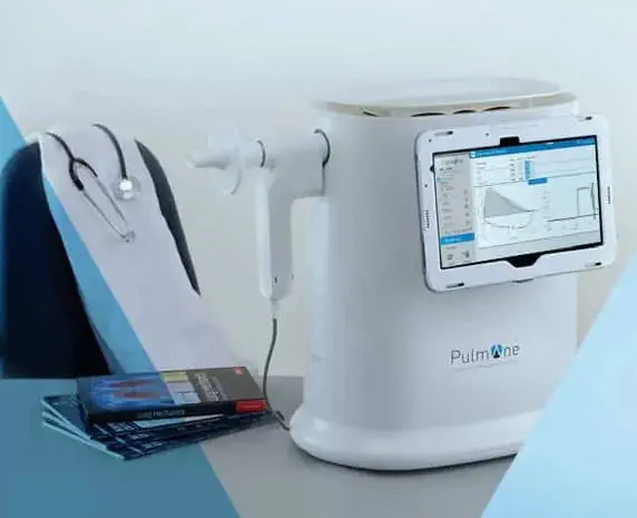 Spirometer moderno para pruebas de función pulmonar.