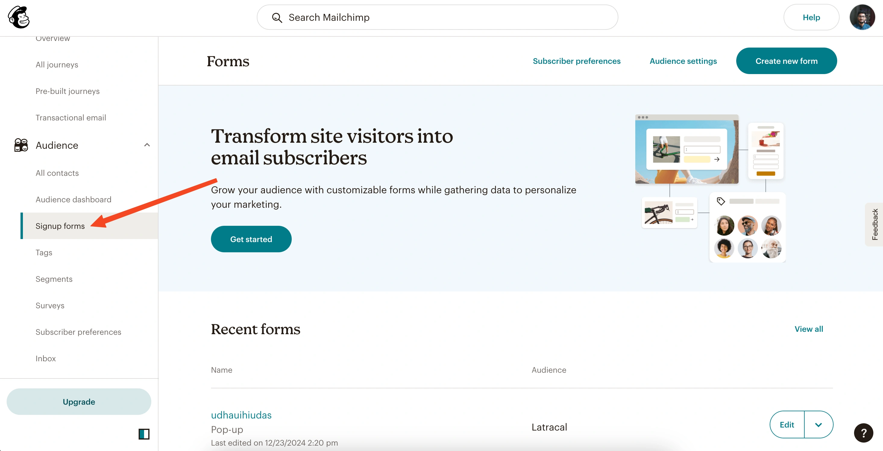 Mailchimp Sign up forms