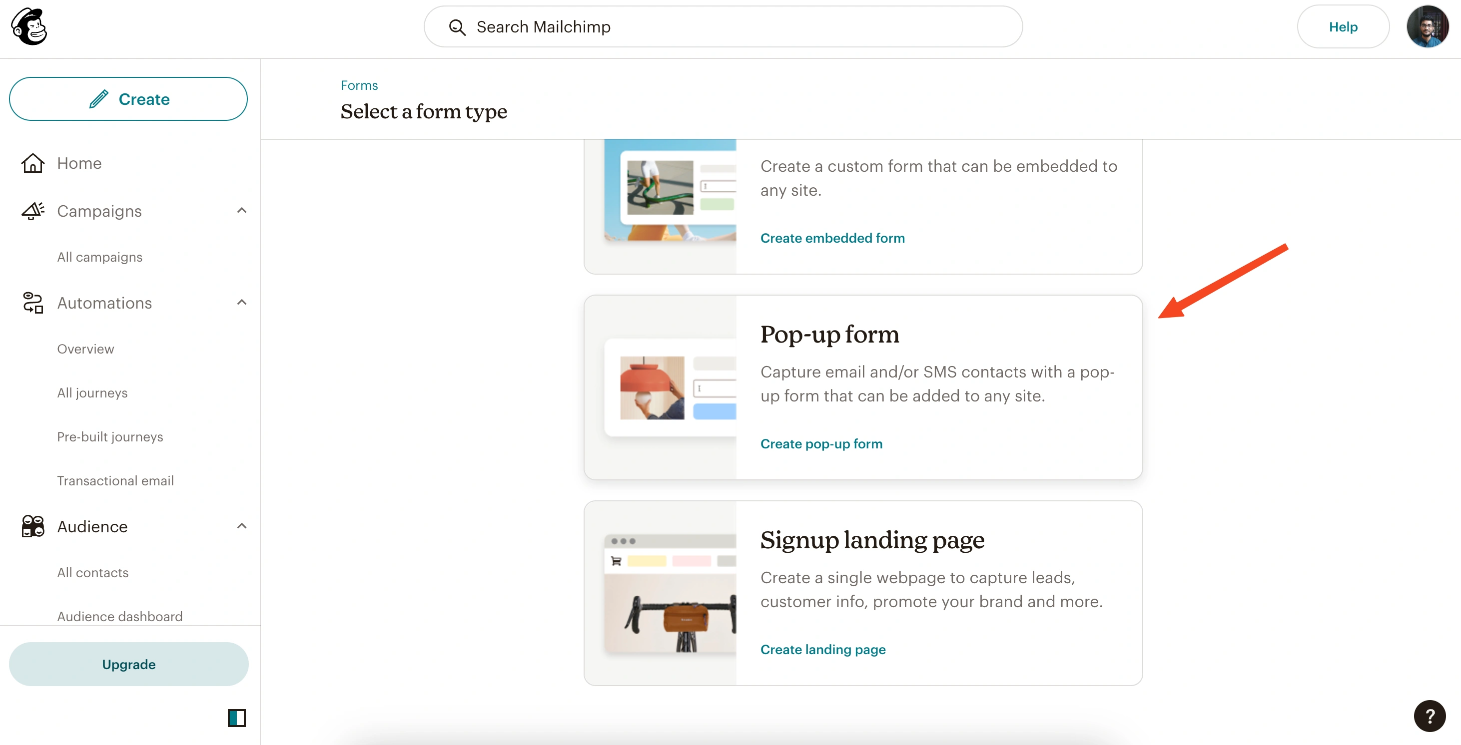 Mailchimp Popup form