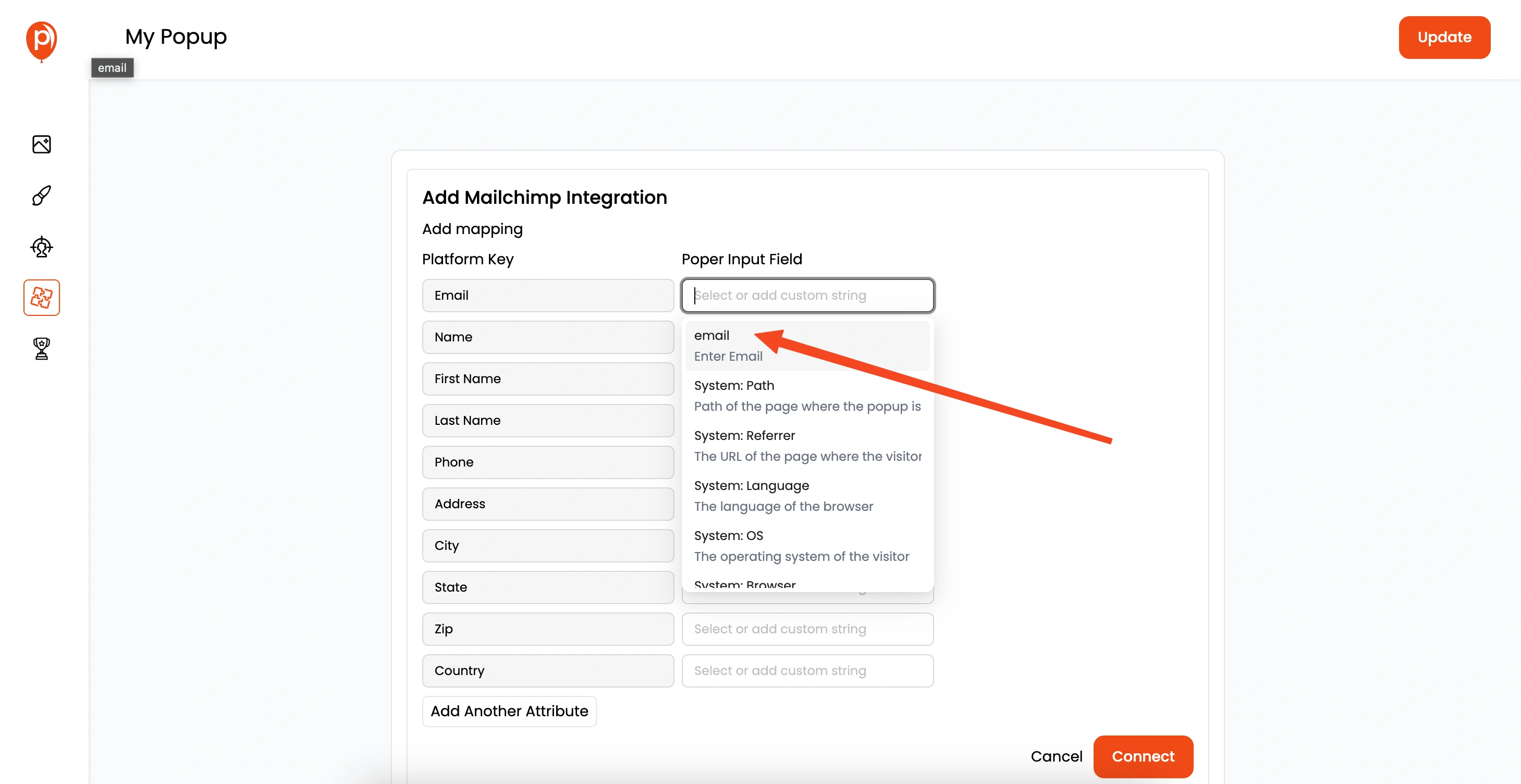 Map the Mailchimp Merge Fields